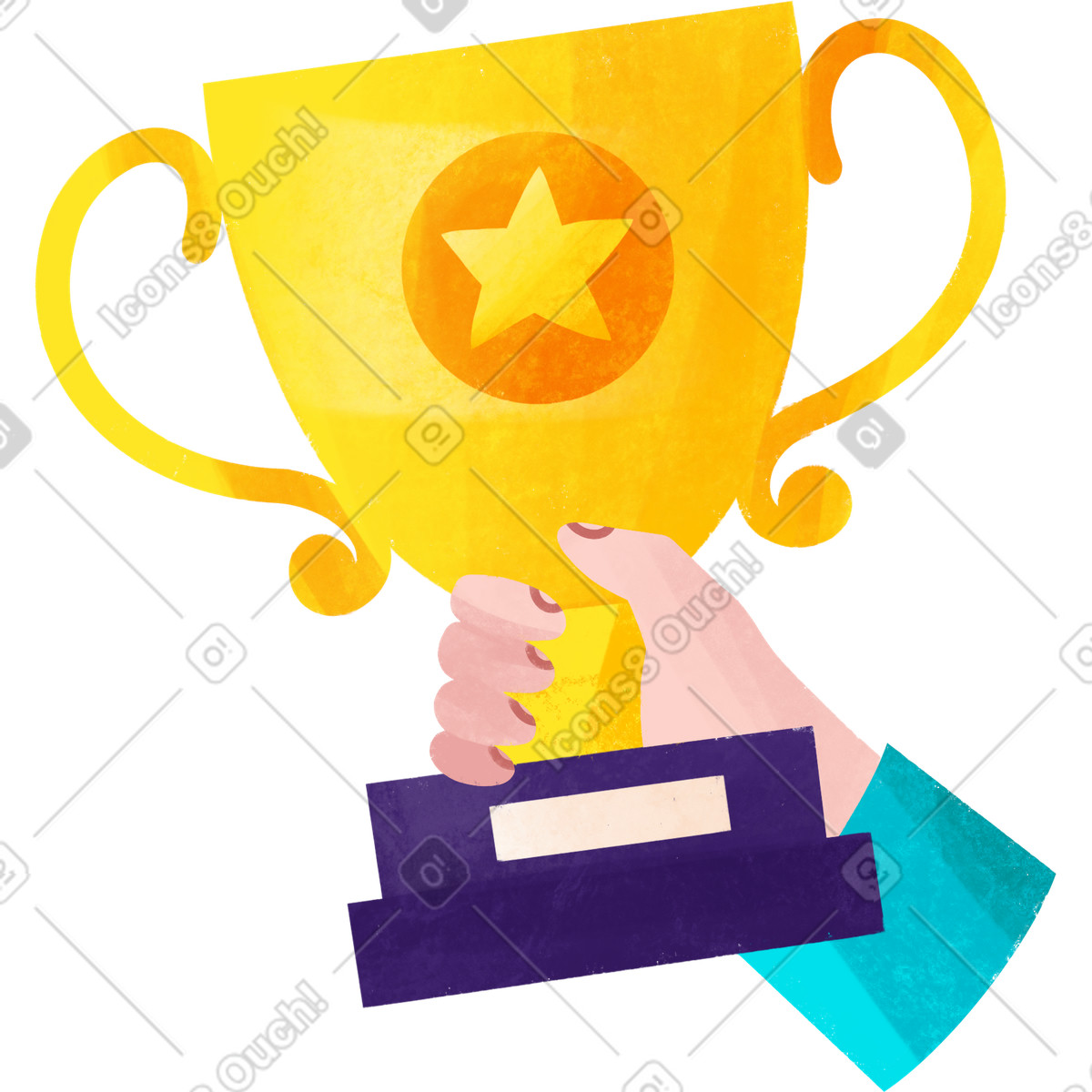Bonbon 스타일의 Hand holding winner's cup 일러스트레이션 PNG, SVG 다운로드