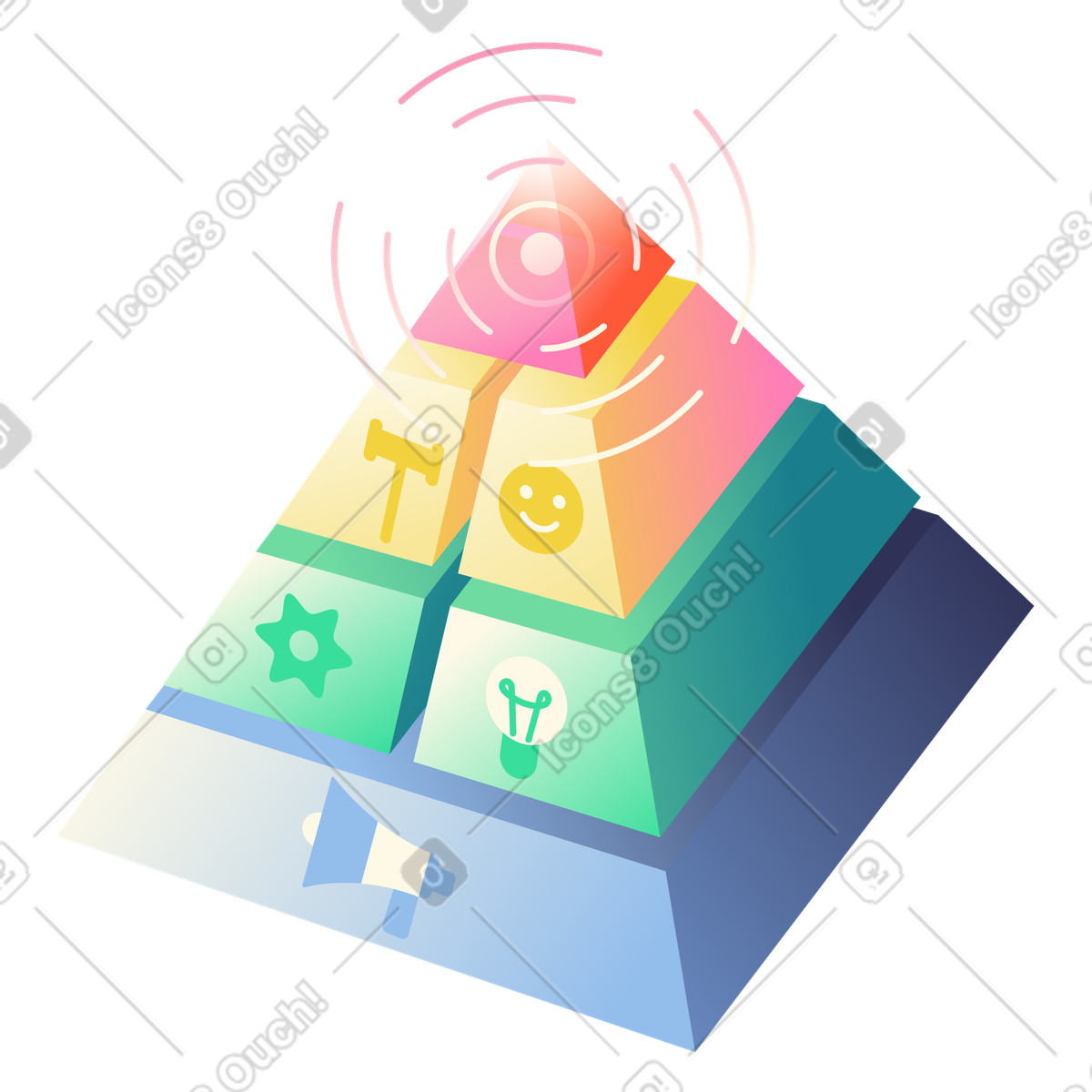 Piramide del valore marchio con icone, presentazione della strategia di marketing illustrazione in stile Beam scarica in PNG, SVG