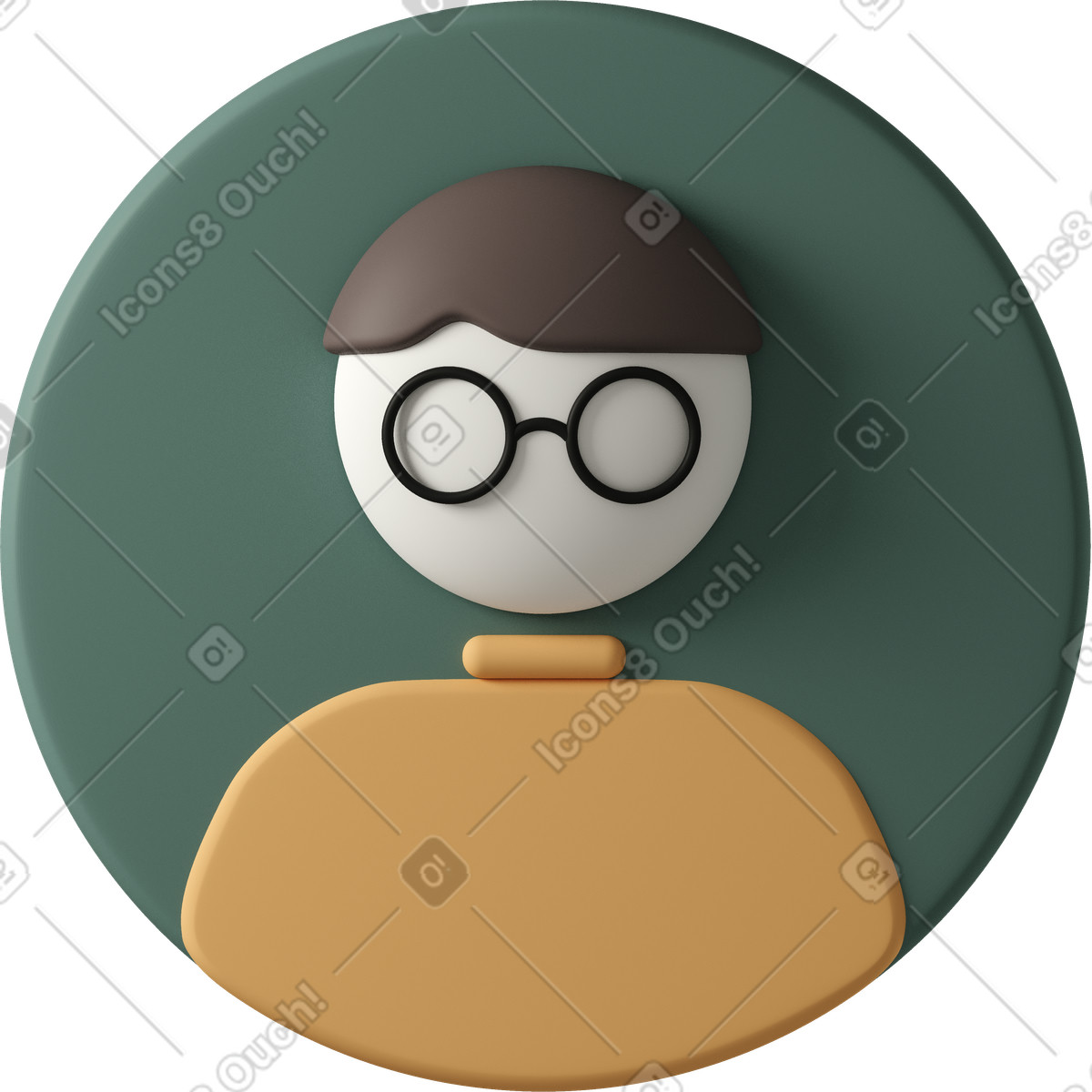 Иллюстрация Profile picture of person in glasses and orange shirt в стиле 3D Casual life — скачать в форматах PNG, SVG