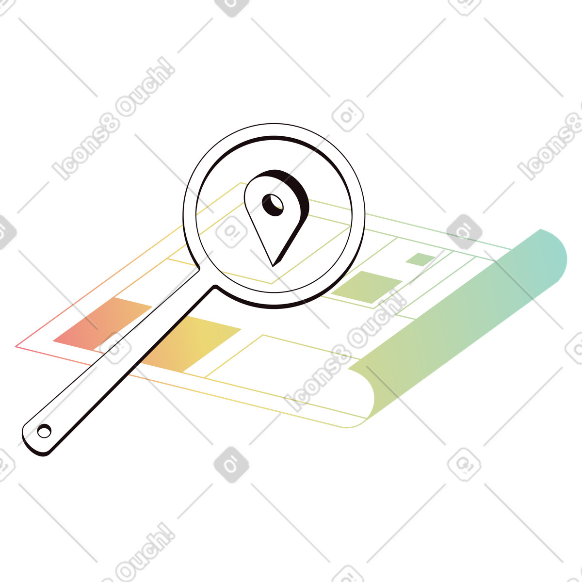 Delight スタイルの 市街地図で場所を検索 のイラストをPNG、SVG形式でダウンロード