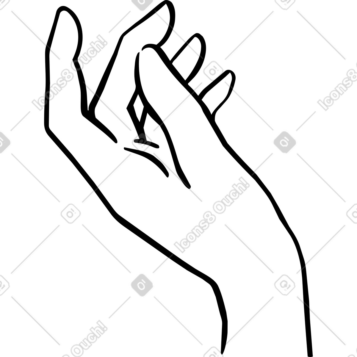 Relaxed hand with fingers oriented up illustration in Line style download in PNG, SVG