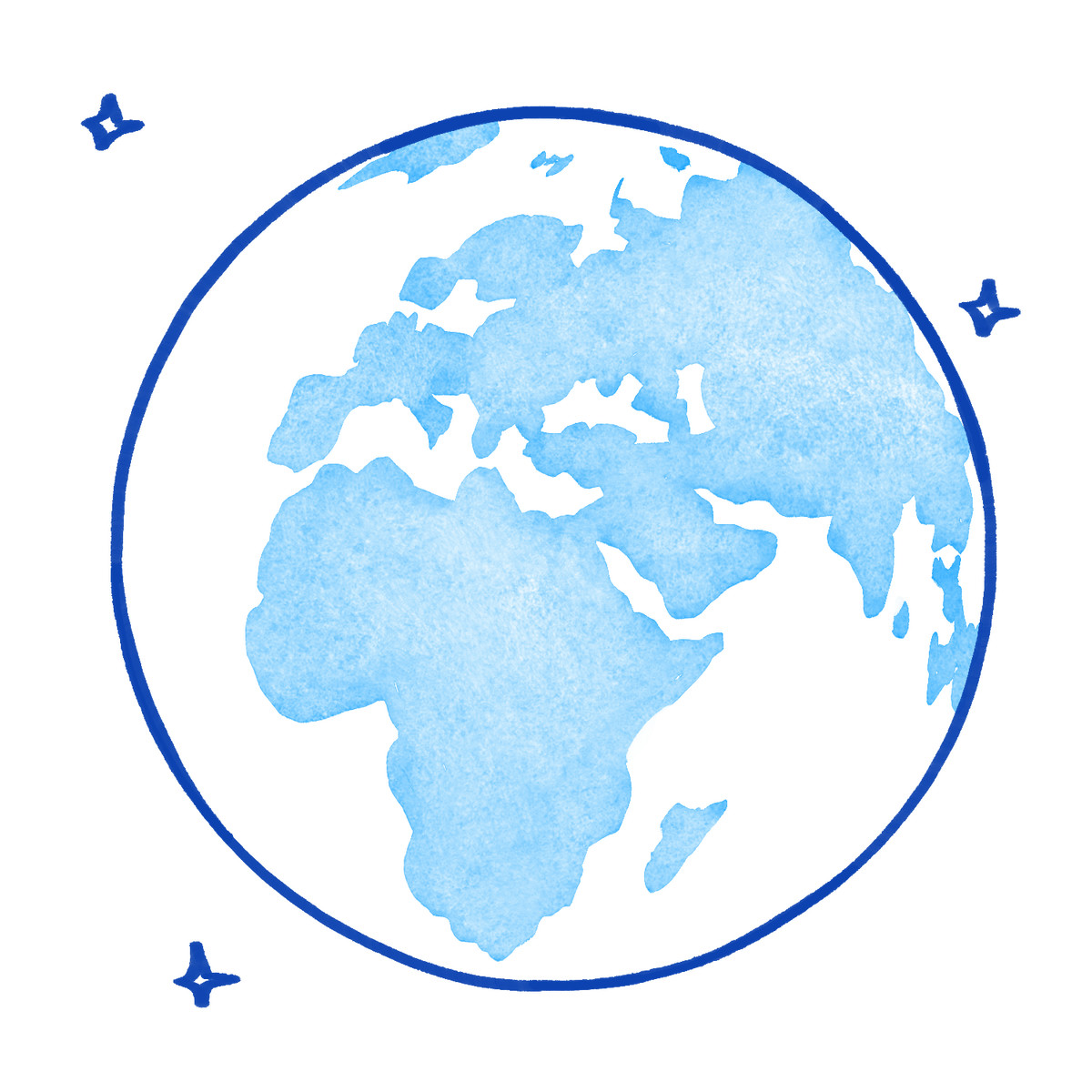 Иллюстрация Geography map of eastern hemisphere continents surrounded by space stars в стиле Tint — скачать в форматах PNG, SVG