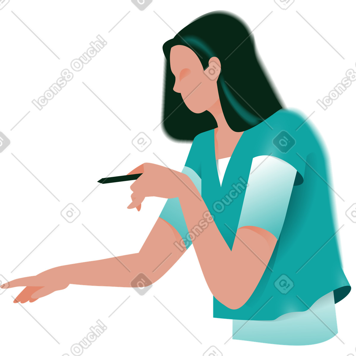 下载 Office 风格的 女人解释 插画，支持 PNG、SVG 格式