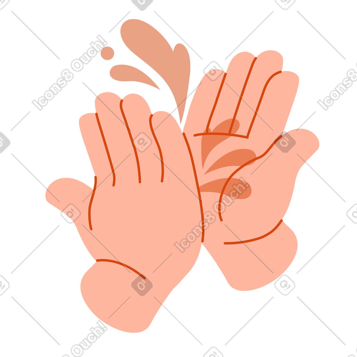 Ilustração de Saudação comemorativa ou high five em no estilo Orange para baixar em PNG, SVG