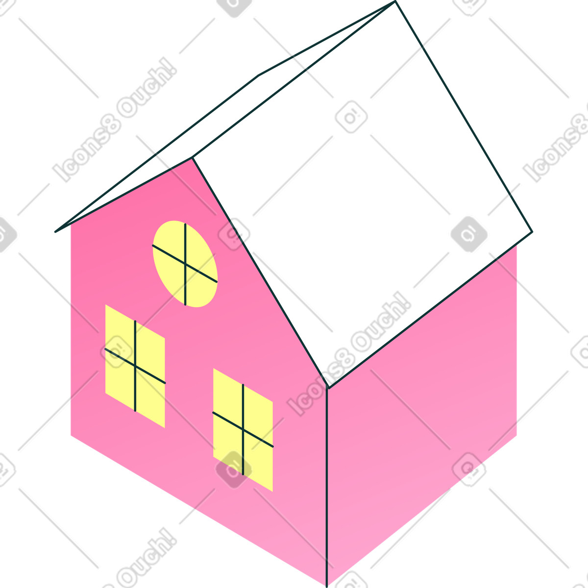 Pinkes haus-Illustration im Florid-Stil als Download in PNG, SVG