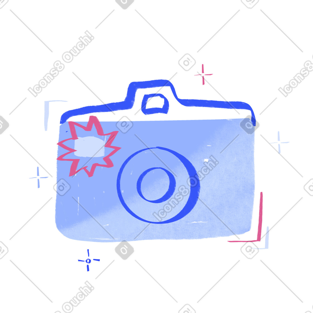 Ilustração de Camera taking photo with a flash em no estilo Quirky para baixar em PNG, SVG
