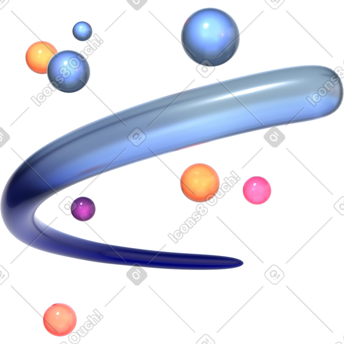 곡선 모양과 유리 거품 illustration in 3D Glassy style download in PNG, SVG