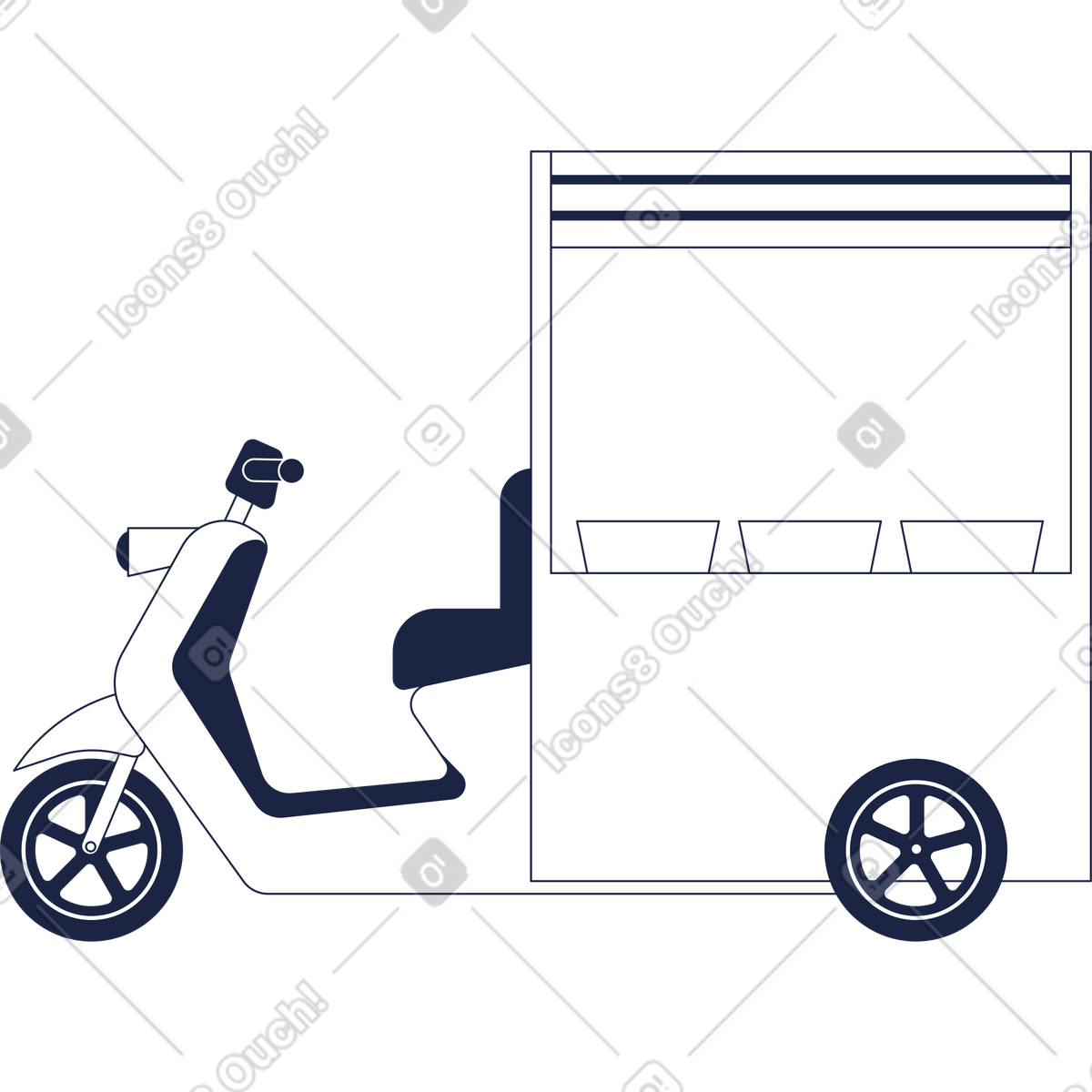 Illustration Stand de restauration rapide sur scooter dans le style Urban Line à télécharger aux formats PNG, SVG