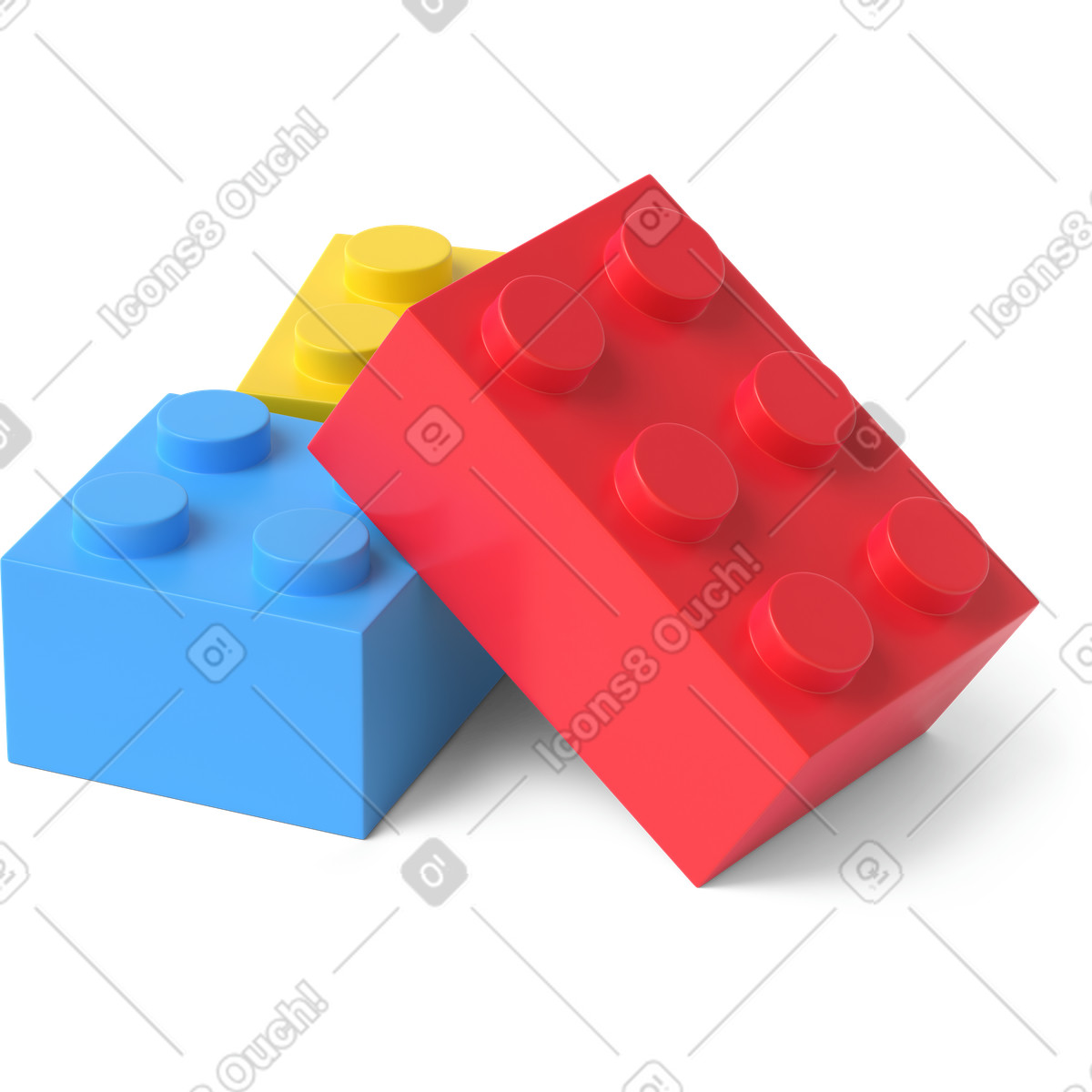 Three lego bricks-Illustration im 3D Business-Stil als Download in PNG, SVG