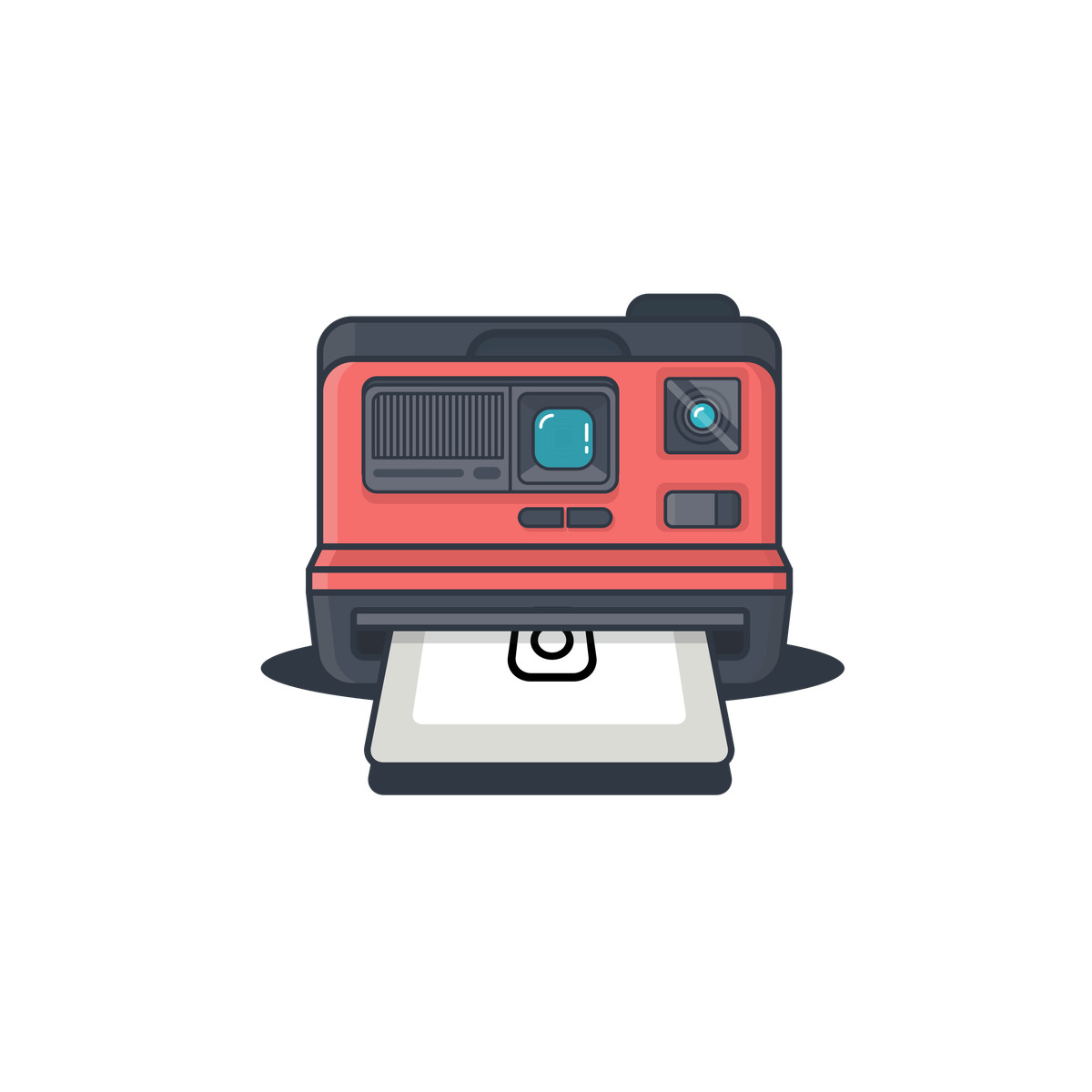 Instant camera printing photo, quick print and oldschool photography illustrazione in stile Gummy scarica in PNG, SVG