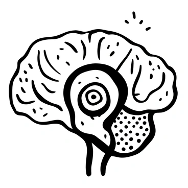 A detailed illustration of the "pineal gland" located at the center of the image. The gland is depicted in intricate detail, showcasing its unique structure. Surrounding the gland, there are areas of "contrasting light" and "shadow," highlighting its form and emphasizing the textures and contours. The shadows create a sense of depth, while the light enhances the anatomical features of the pineal gland, making it the focal point of the composition.