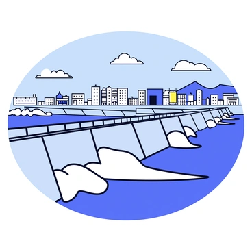 A massive storm barrier constructed from sturdy concrete and steel. The barrier stands tall and wide, stretching across the coastline, with reinforced sections clearly visible. Waves crash against the barrier, creating white foam as the ocean's surge is forcefully held back. In the background, a city skyline can be seen, with various buildings, including skyscrapers and residential structures, indicating the urban environment being protected. Dark storm clouds loom above, emphasizing the urgency of the situation.