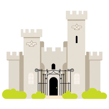 The imposing Patrician's Palace with its tall, gray walls and iron gates