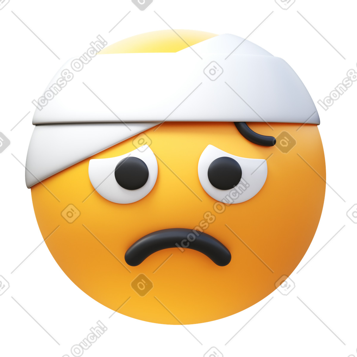 Faccia con emoji benda sulla testa illustrazione in stile 3D Fluency scarica in PNG, SVG