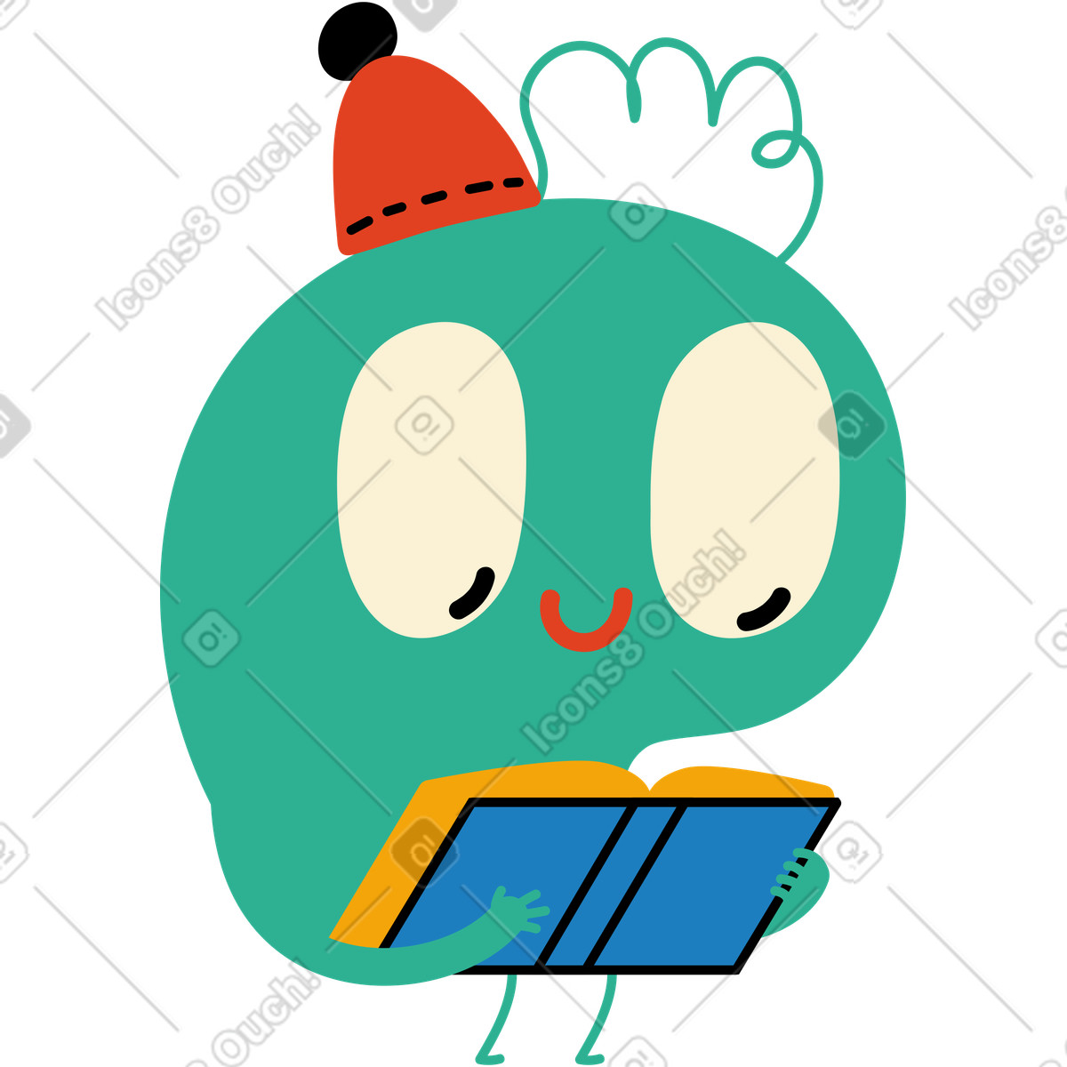 Character with book illustration in Jelly style download in PNG, SVG