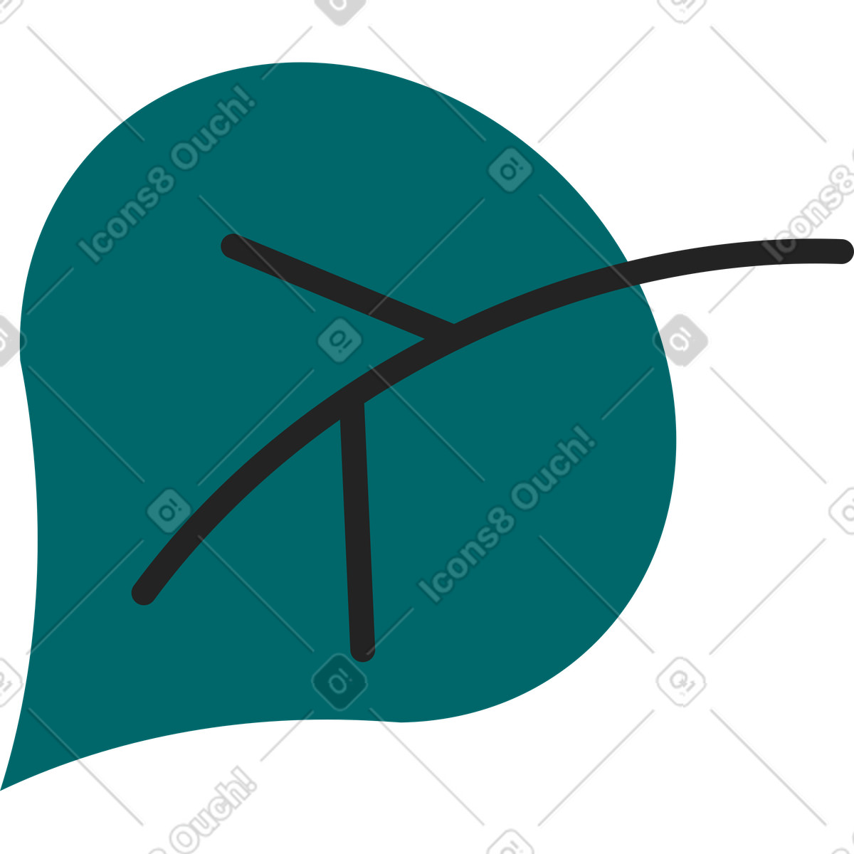 Leaf illustration in Sammy Line style download in PNG, SVG
