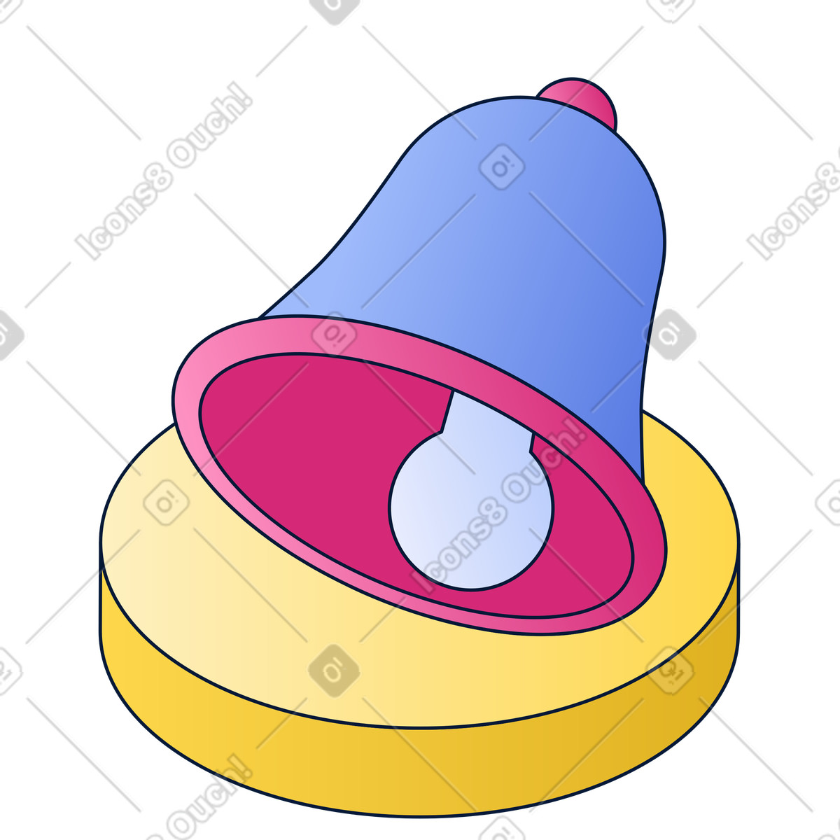 Notification bell on platform, digital alert and update illustration in Neat style download in PNG, SVG