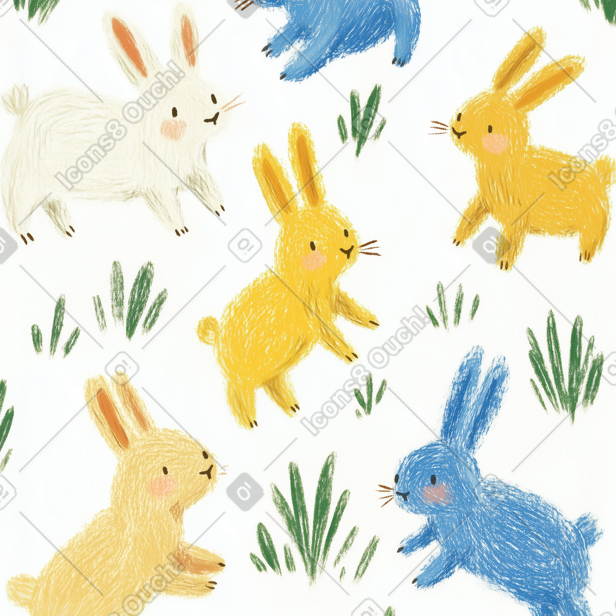 Hand-drawn rabbits illustration in Postcards style download in PNG, SVG