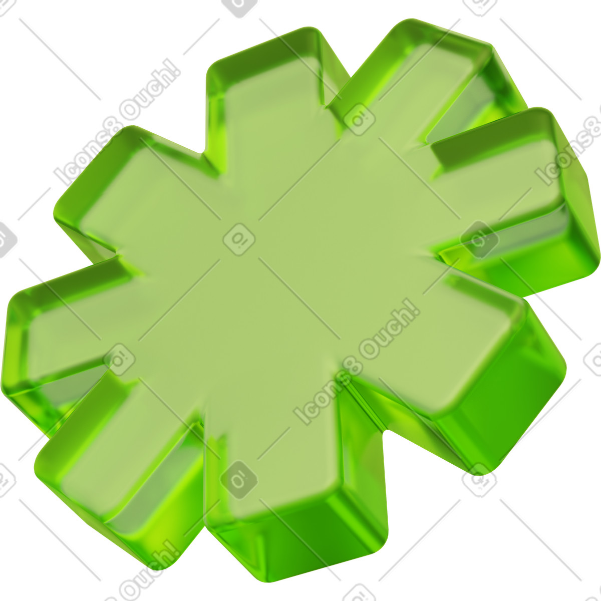 下载 3D Playful 风格的 Snowflake icon, green crystal symbol, winter shape 插画，支持 PNG、SVG 格式
