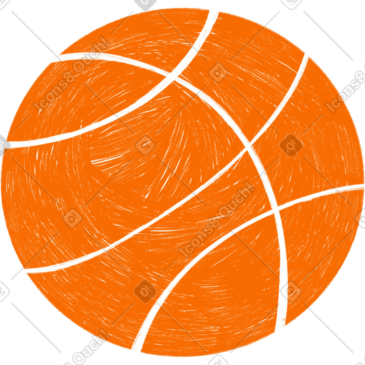 Orange basketball-Illustration im Biro-Stil als Download in PNG, SVG