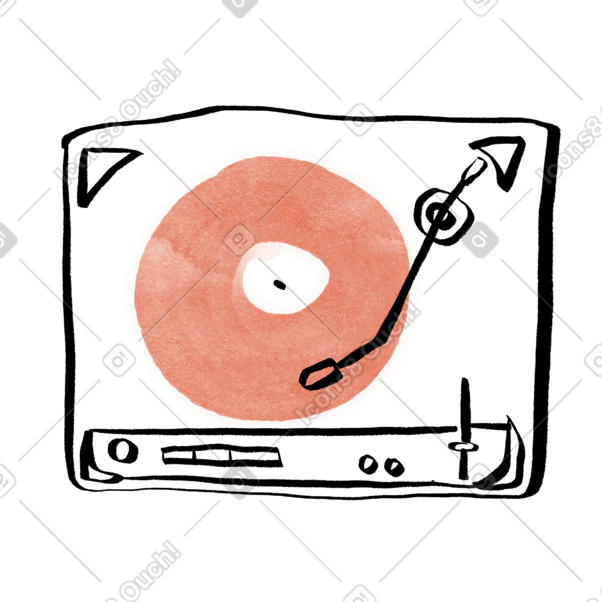 Vinyl record spinning on turntable, Vintage music listening or analog sound animated illustration in Hand-drawn animation style download in GIF, Lottie (JSON), AE