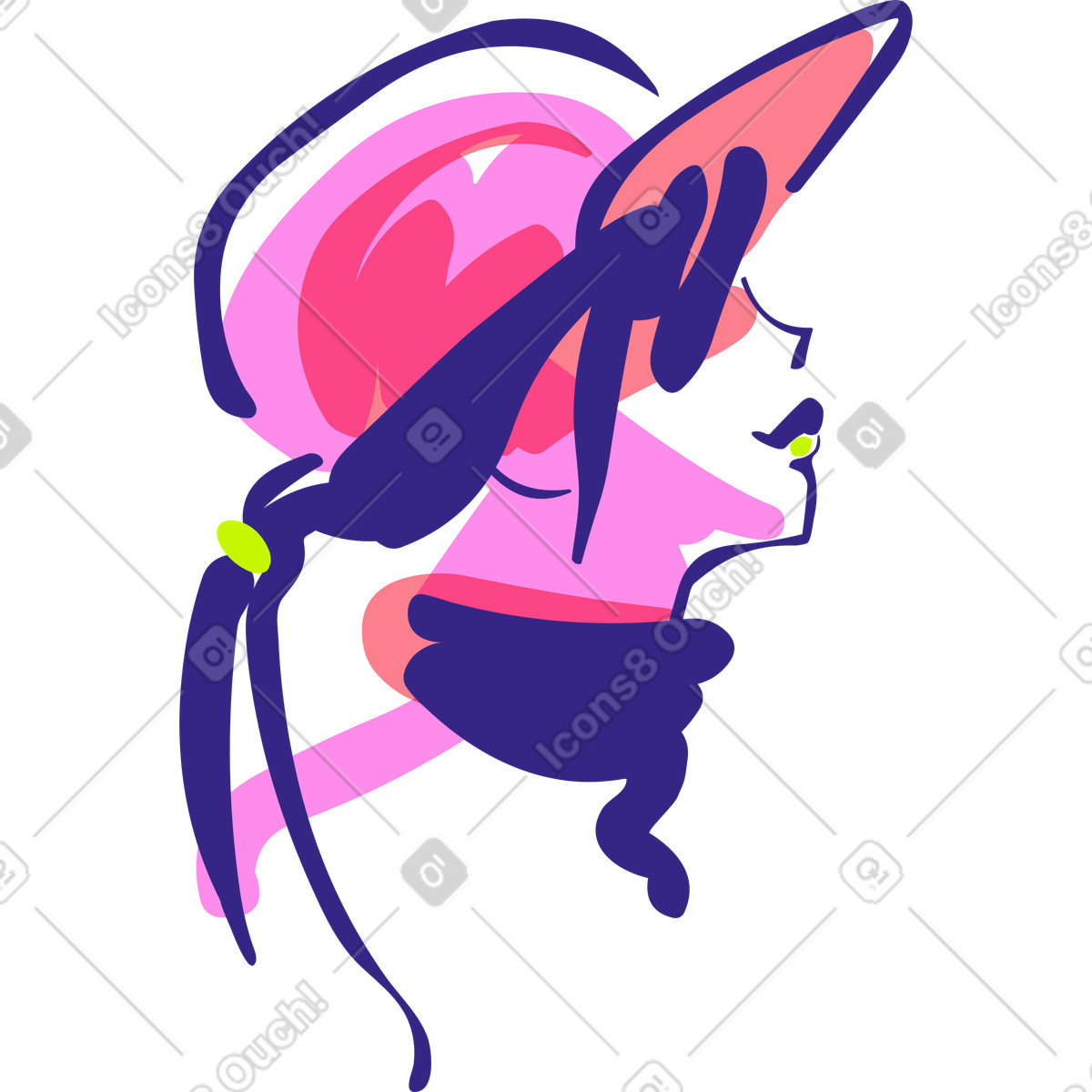 Weiblicher benutzer-avatar-Illustration im Glam-Stil als Download in PNG, SVG