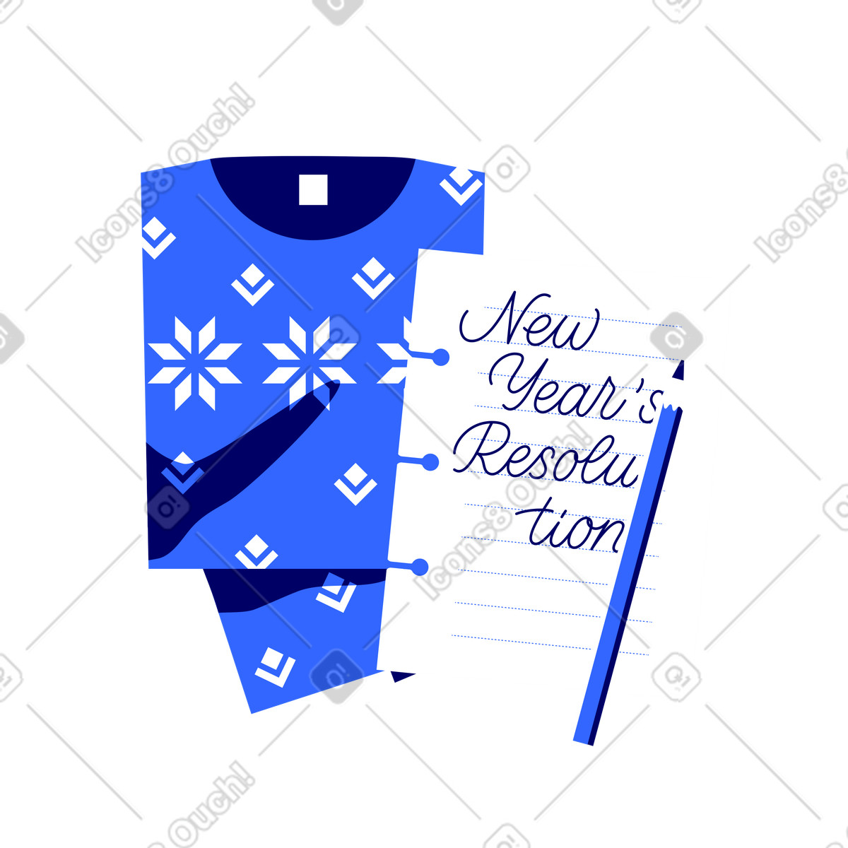 Note with a New Year's Resolution illustration in Lounge style download in PNG, SVG