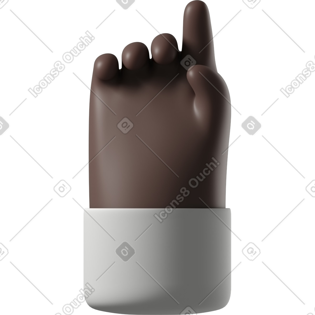 3D Hands Fun&Wild スタイルの 上向きの白いシャツの黒い肌の手 のイラストをPNG、SVG形式でダウンロード