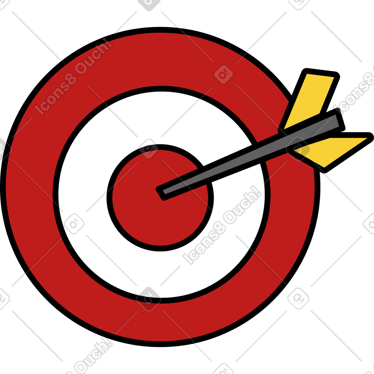 Wiggle スタイルの Target with arrow in center のイラストをPNG、SVG形式でダウンロード