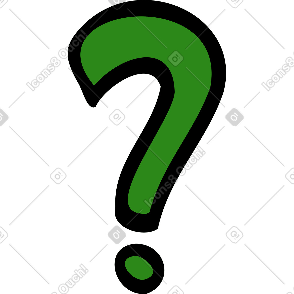 Green question mark illustration in Comic style download in PNG, SVG