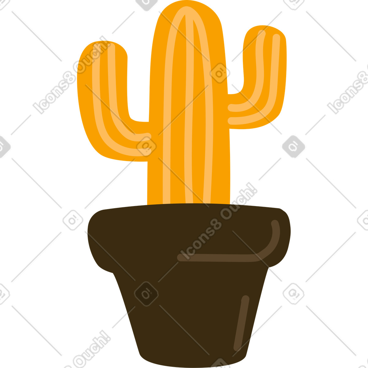 Cactus in vaso illustrazione stile Arabica scarica PNG, SVG