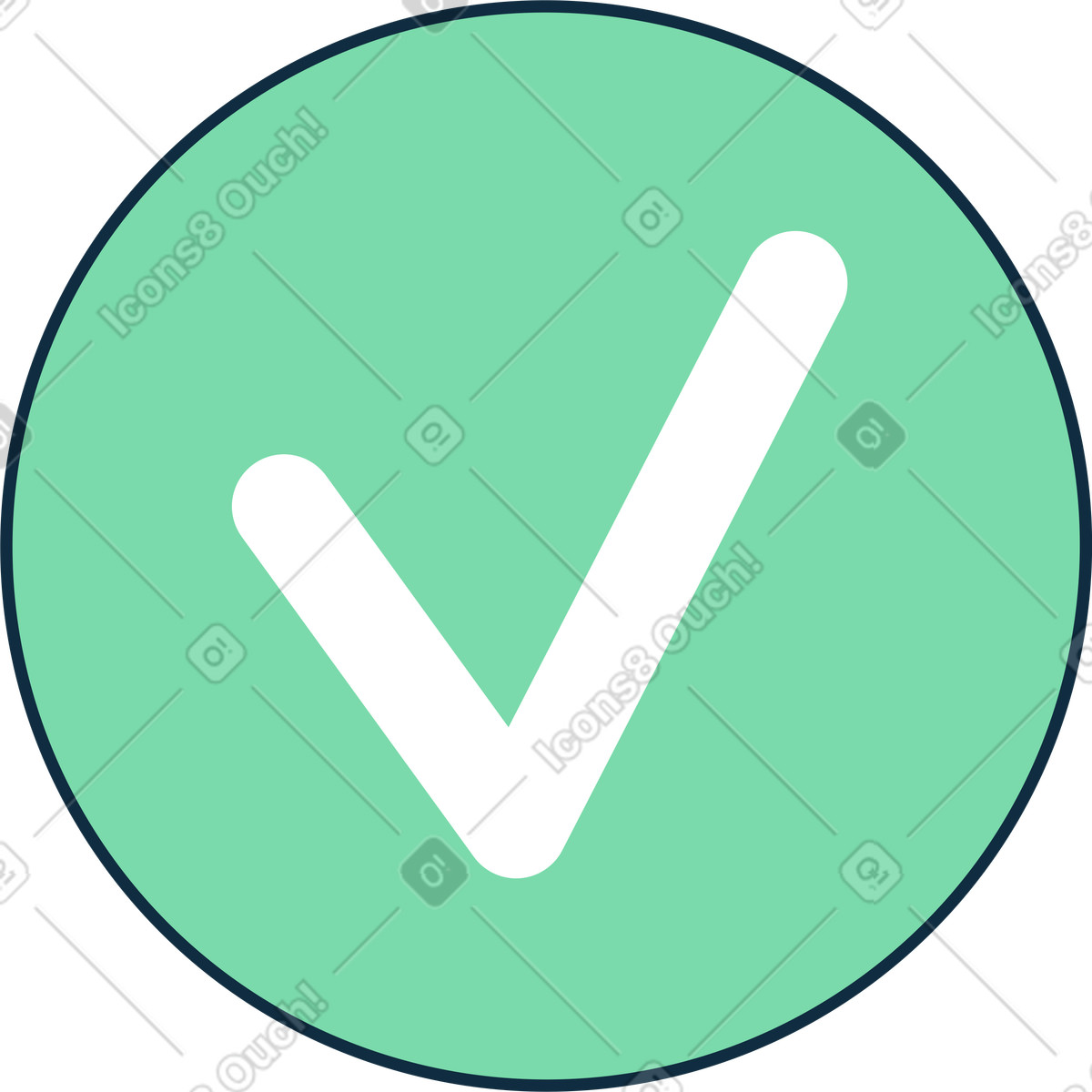 Circle with check mark inside illustration in Bubble gum style download in PNG, SVG