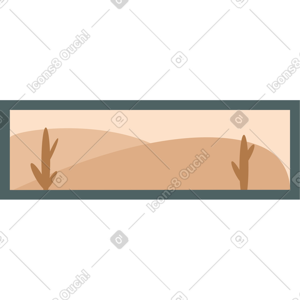 Painting with desert and cactus illustrazione in stile Lagom scarica in PNG, SVG