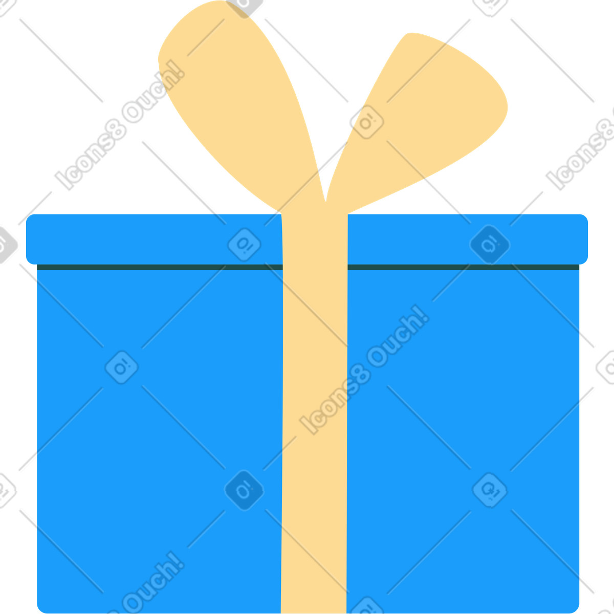 Ilustración Caja azul con un lazo amarillo en estilo Kiddo a descargar en PNG y SVG