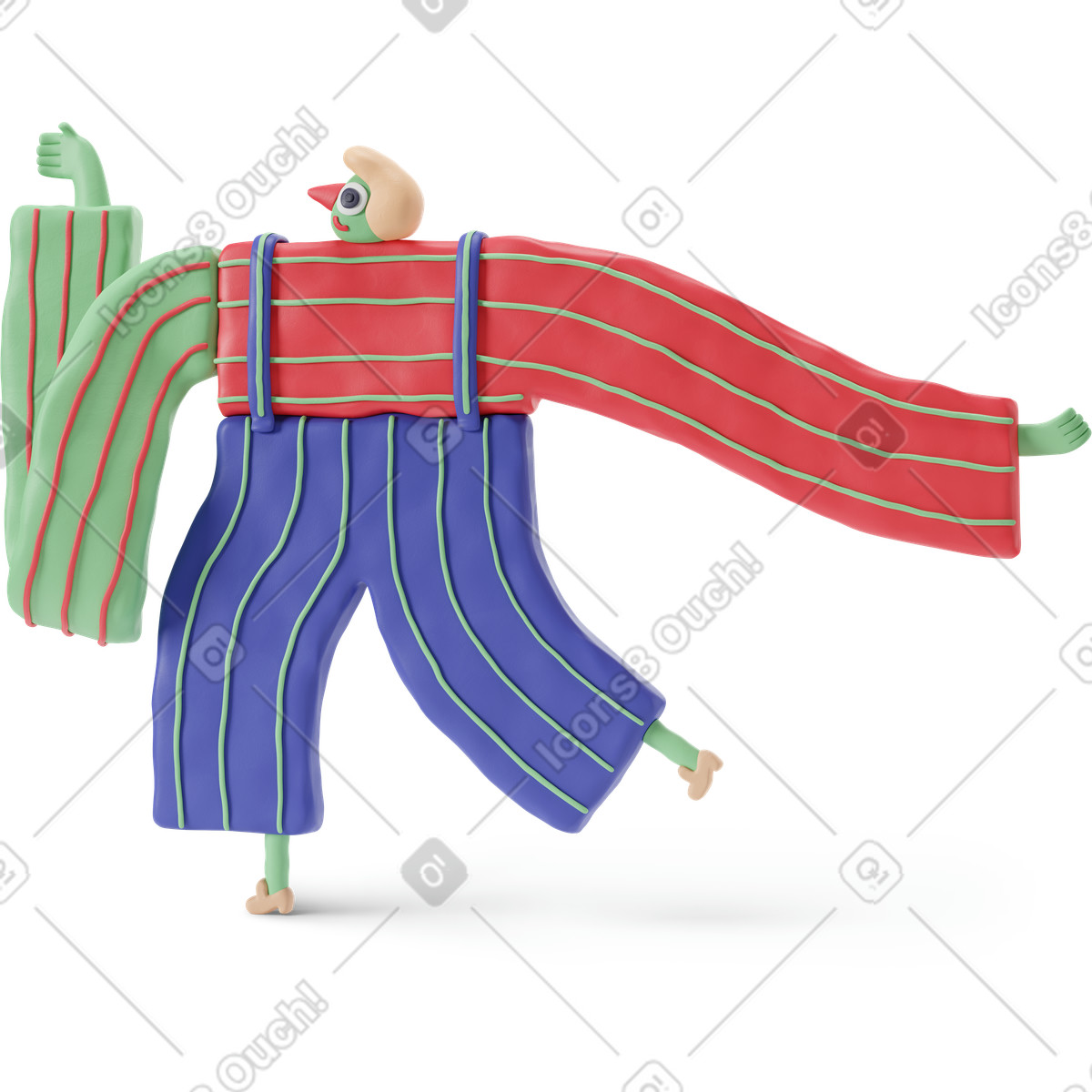 Blonde man running illustration in 3D Stripy style download in PNG, SVG