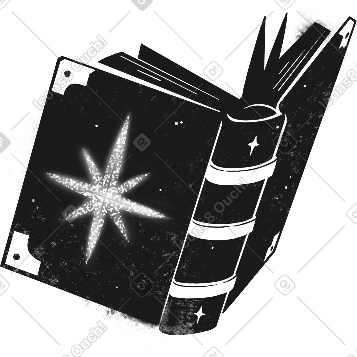 Mystery スタイルの Opened spellbook のイラストをPNG、SVG形式でダウンロード
