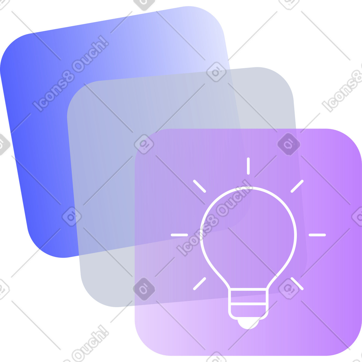 Rectangles with a light bulb illustration in Lucent style download in PNG, SVG