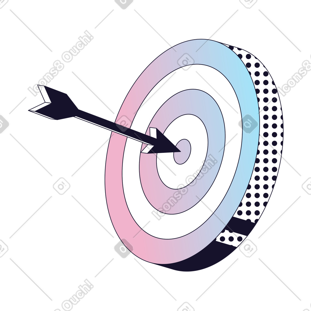Centro del bersaglio, obiettivo aziendale e marketing di precisione illustrazione in stile Node scarica in PNG, SVG