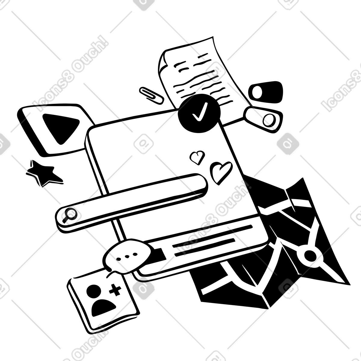 Customizable profile interface with widgets, productivity and personal organization illustration in Line style download in PNG, SVG