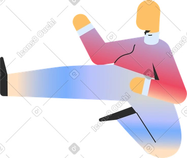 Chubby adult jump kick PNG, SVG