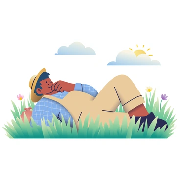 A farmer taking a prone rest in a field of tall grass