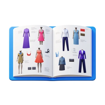 A designer's storyboard filled with fashion illustrations showcasing next season's styles. The storyboard features multiple sketches of clothing designs, including dresses, suits, and accessories. Each illustration is detailed, highlighting fabric textures, patterns, and color palettes. The sketches are arranged in a visually appealing layout, with annotations indicating design concepts and inspiration. The overall scene displays creativity and an upcoming fashion trend.
