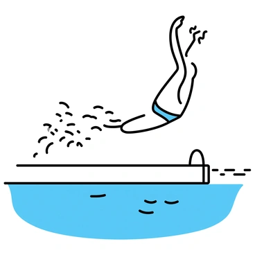 An Olympic swimmer diving into a pool with precise form, creating a splash