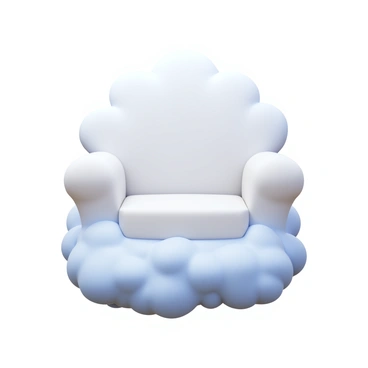 A comfortable chair made entirely from puffy clouds