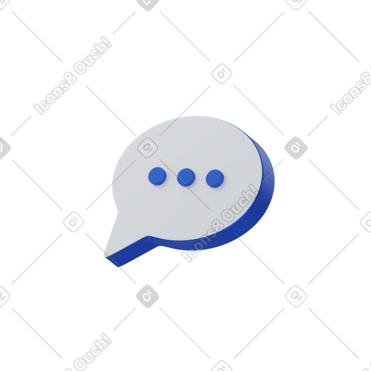 Message bubble with typing indicator illustration in 3D Techny style download in PNG, SVG