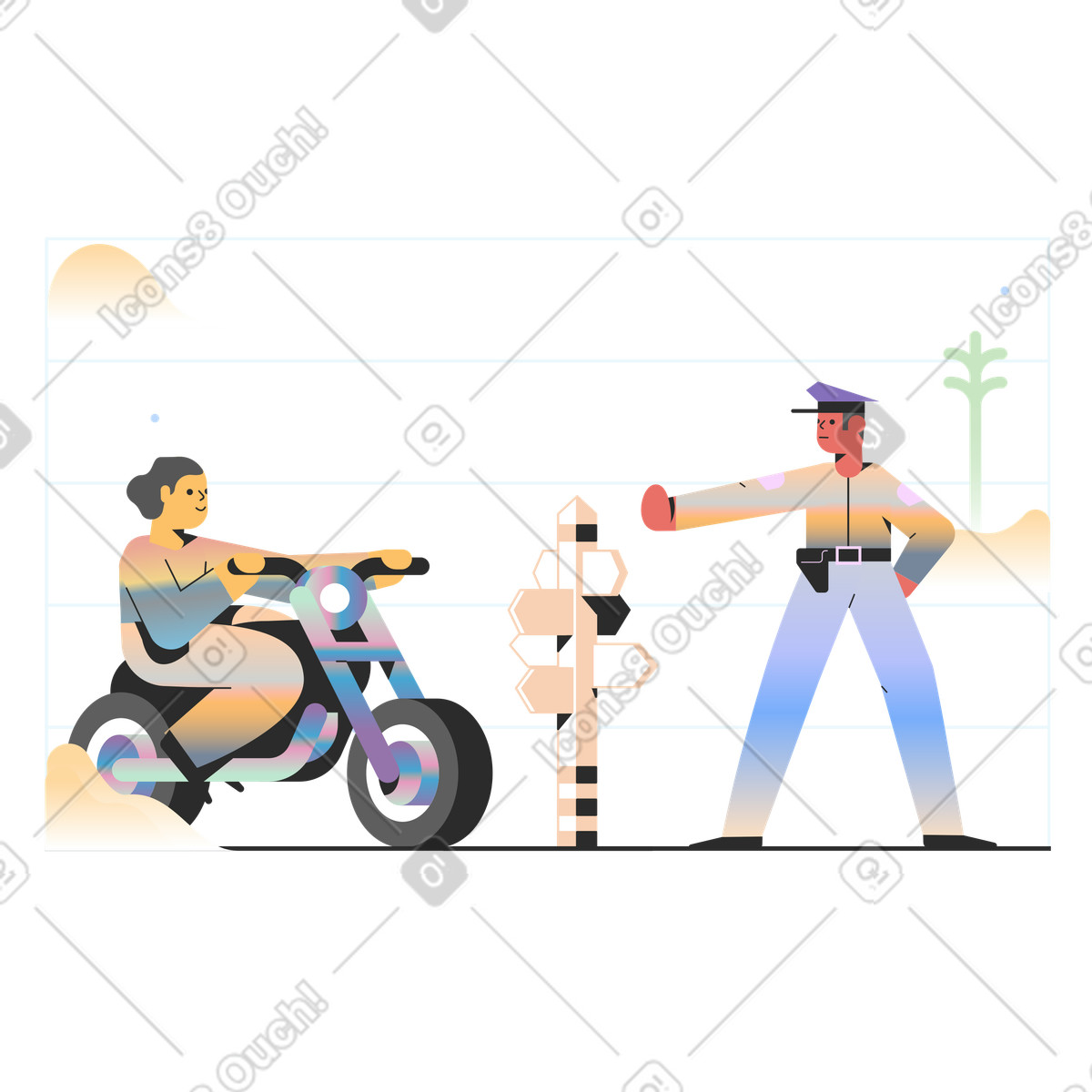 Illustration Police de la route dans le style Marginalia à télécharger aux formats PNG, SVG