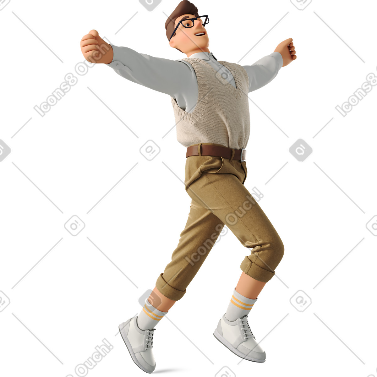 Young man jumping-Illustration im 3D Business-Stil als Download in PNG, SVG