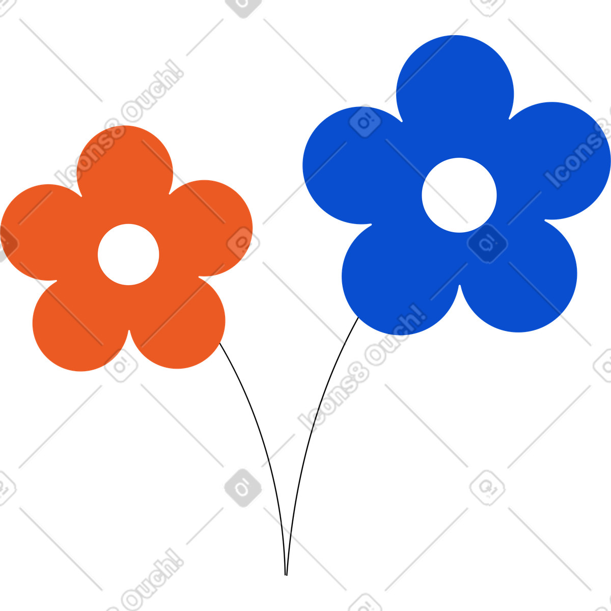 下载 Tiny 风格的 两朵花 插画，支持 PNG、SVG 格式