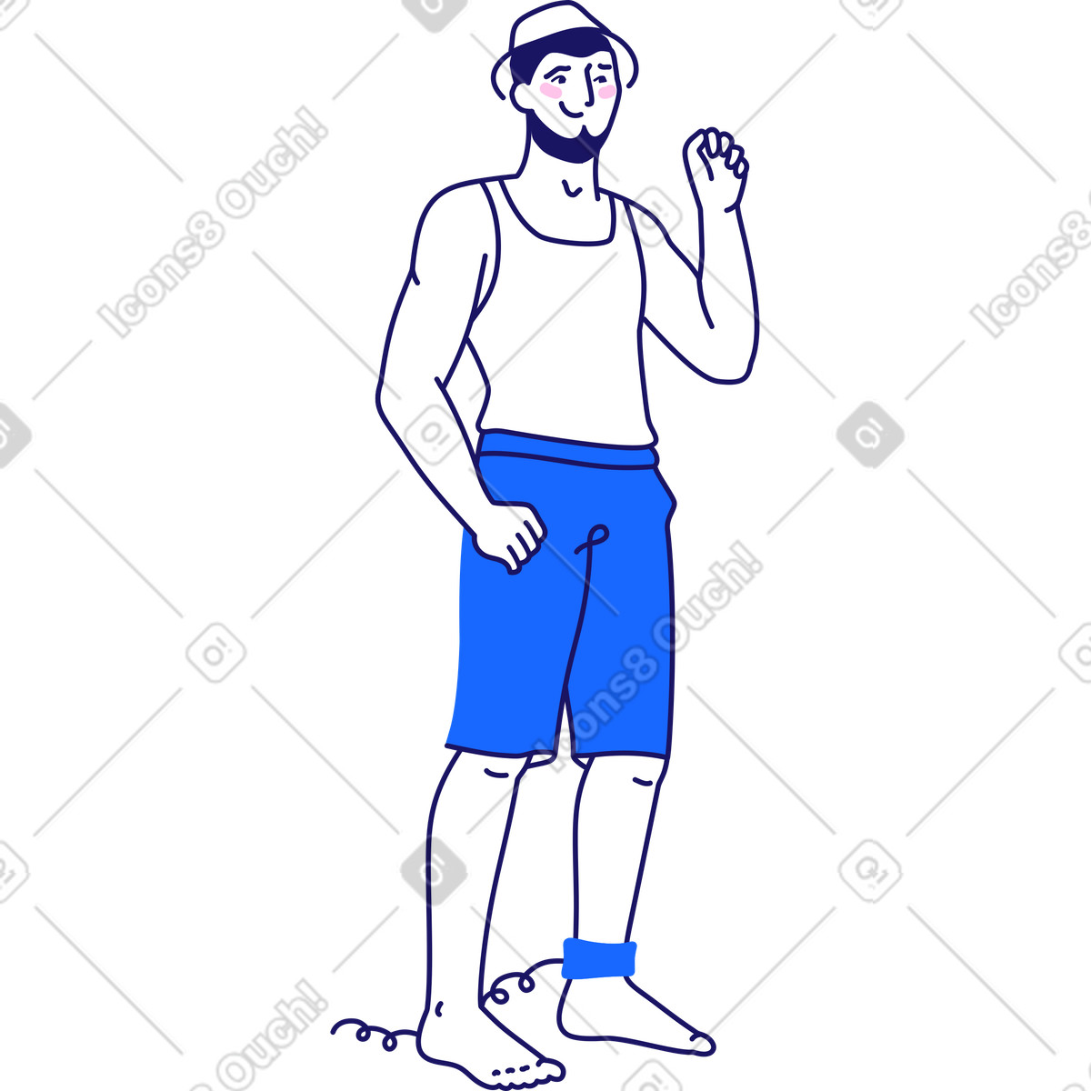 Mann auf sapboard-Illustration im Matey-Stil als Download in PNG, SVG