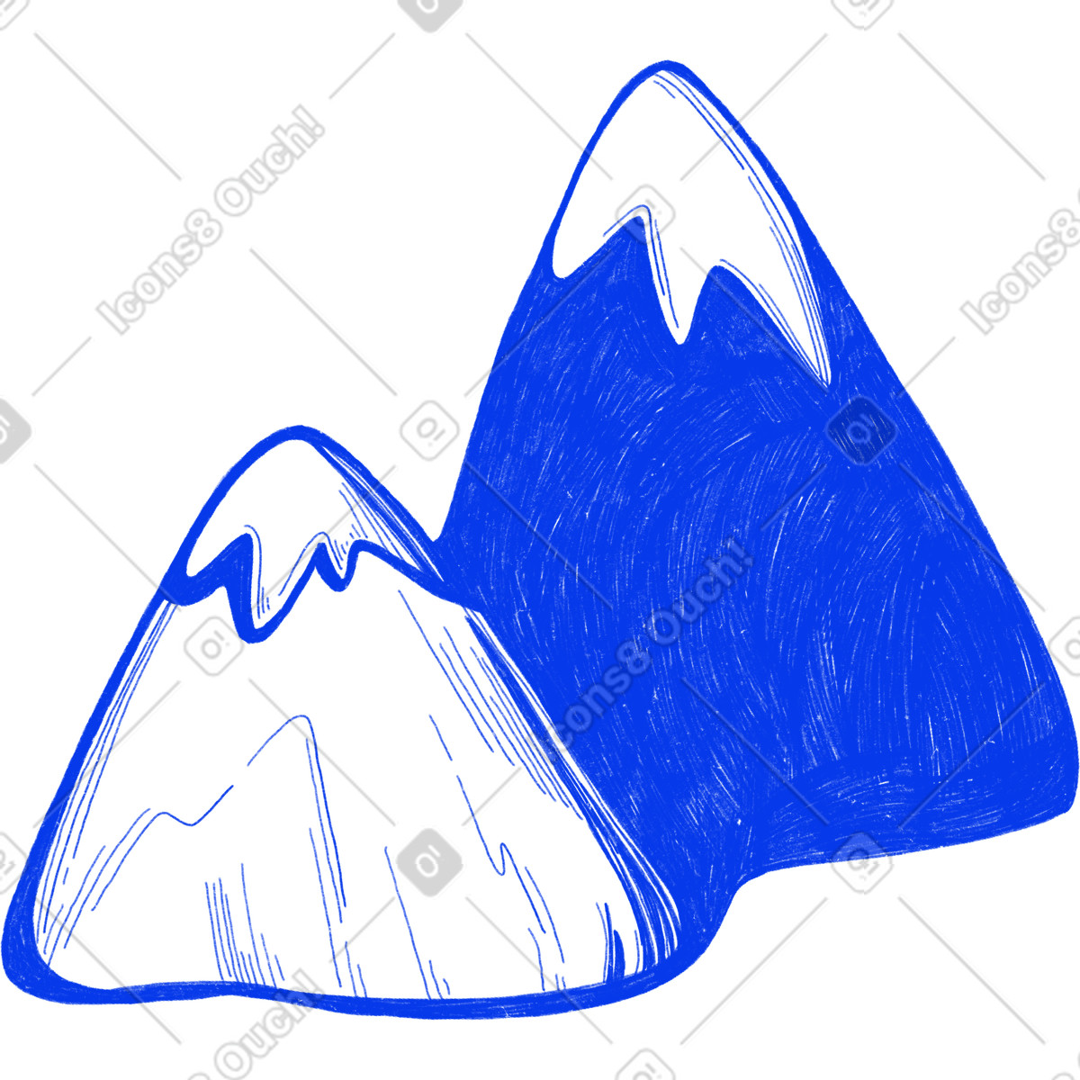 Two blue mountains illustrazione in stile Biro scarica in PNG, SVG